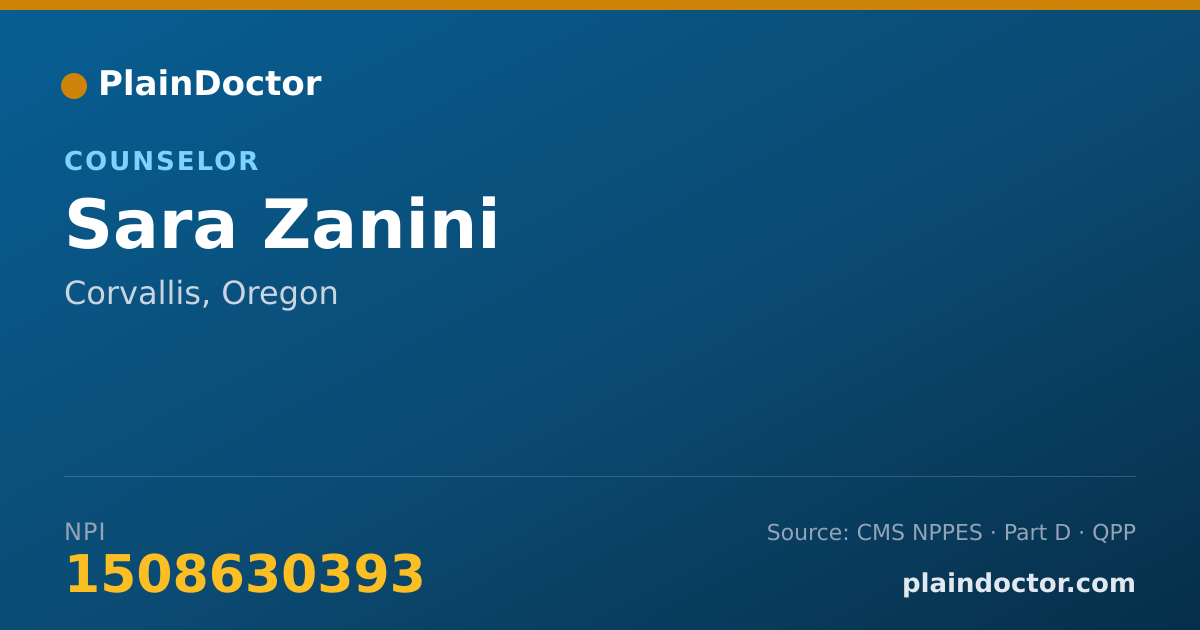 Shareable card for Sara Zanini - Counselor, Corvallis, OR