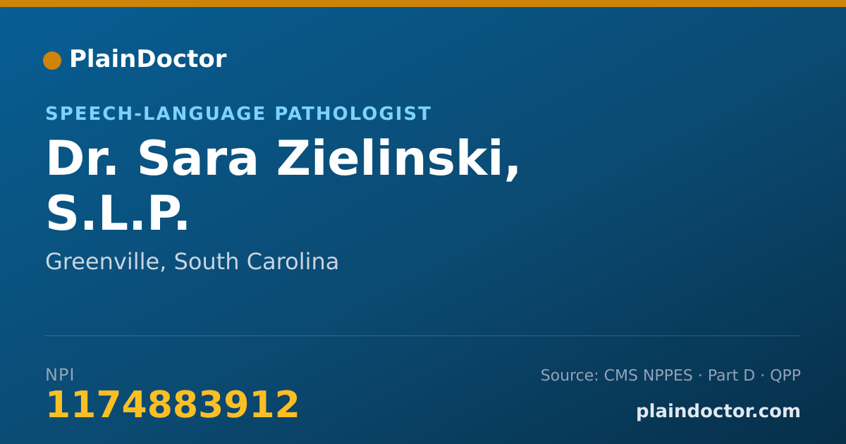 Shareable card for Sara Zielinski, S.L.P. - Speech-Language Pathologist, Greenville, SC