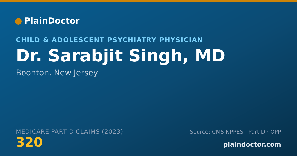 Shareable card for Sarabjit Singh, MD - Child & Adolescent Psychiatry Physician, Boonton, NJ