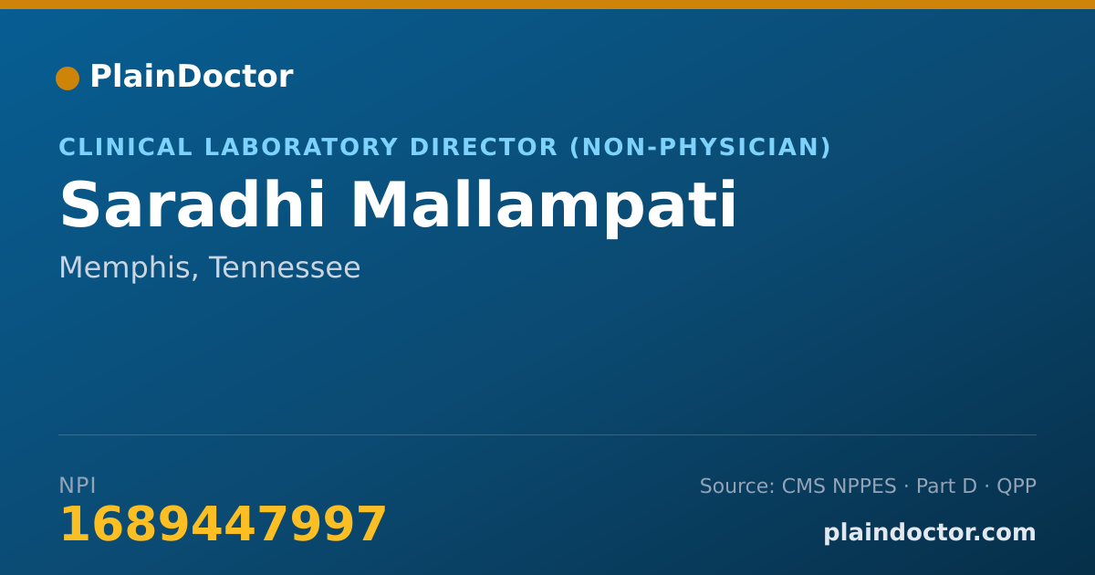 Shareable card for Saradhi Mallampati - Clinical Laboratory Director (Non-physician), Memphis, TN