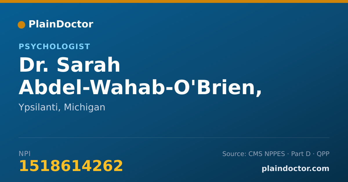 Shareable card for Sarah Abdel-Wahab-O'Brien, LLP - Psychologist, Ypsilanti, MI