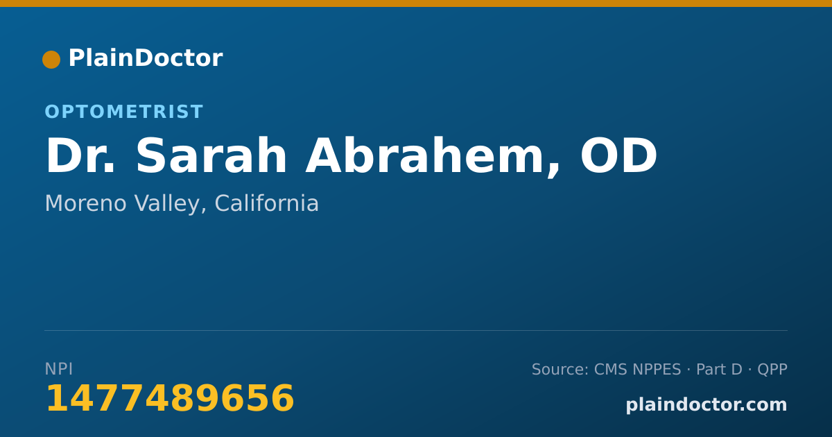 Shareable card for Sarah Abrahem, OD - Optometrist, Moreno Valley, CA