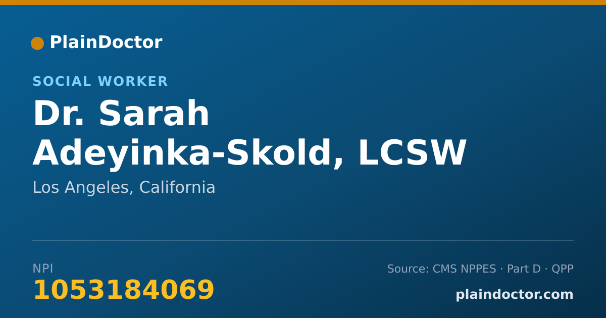 Shareable card for Sarah Adeyinka-Skold, LCSW - Social Worker, Los Angeles, CA