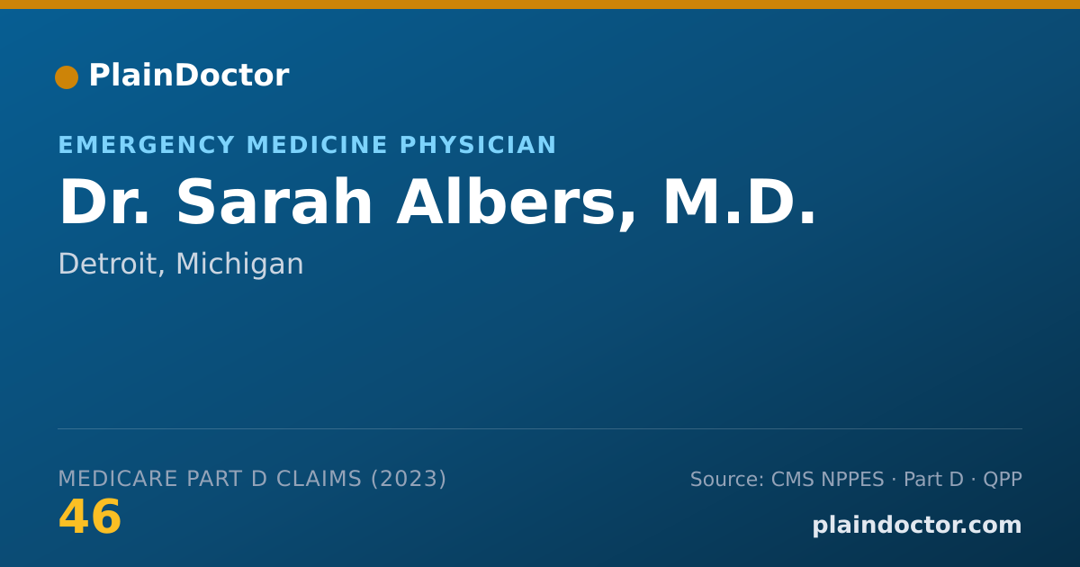 Shareable card for Sarah Albers, M.D. - Emergency Medicine Physician, Detroit, MI