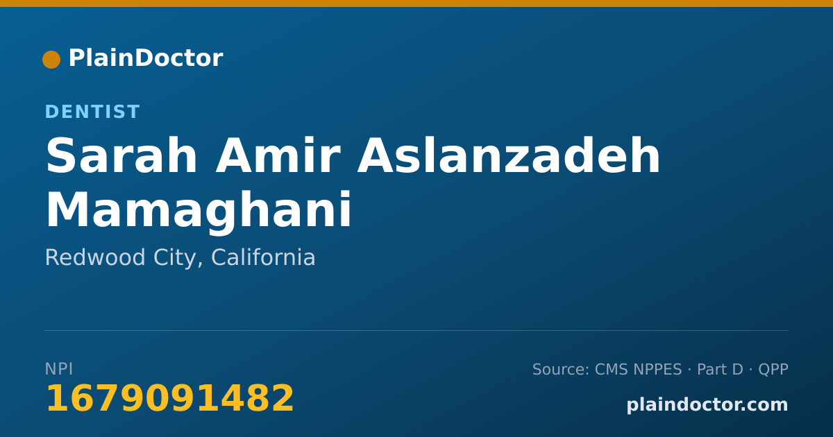 Shareable card for Sarah Amir Aslanzadeh Mamaghani - Dentist, Redwood City, CA