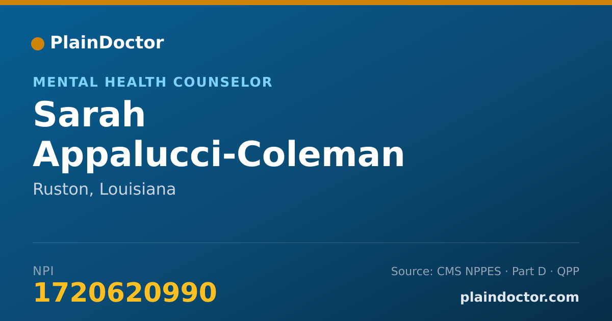 Shareable card for Sarah Appalucci-Coleman - Mental Health Counselor, Ruston, LA