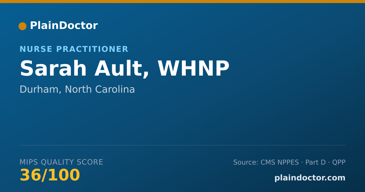 Shareable card for Sarah Ault, WHNP - Obstetrics & Gynecology Physician, Durham, NC