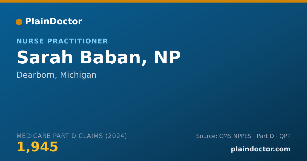 Shareable card for Sarah Baban, NP - Nurse Practitioner, Dearborn, MI