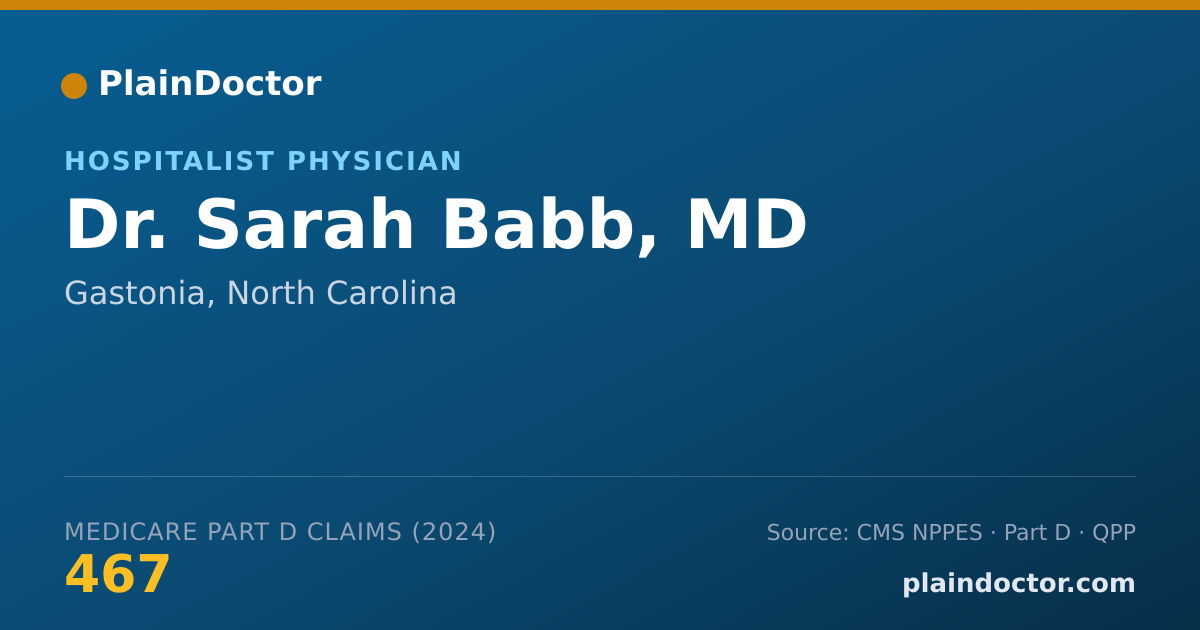 Shareable card for Sarah Babb, MD - Hospitalist Physician, Gastonia, NC