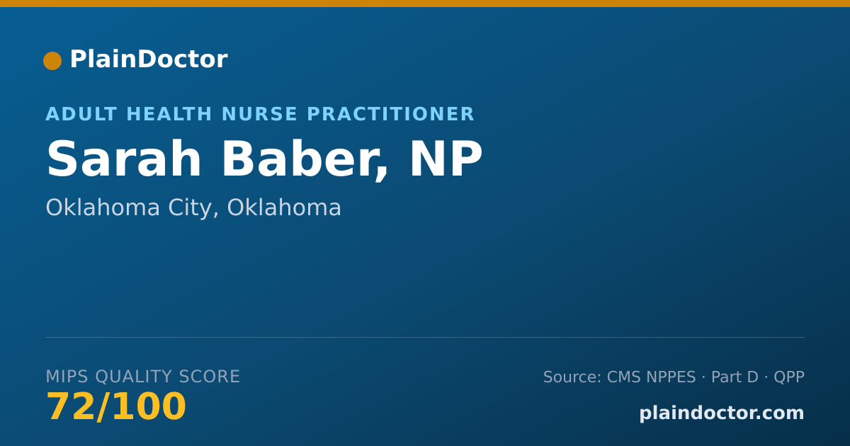 Shareable card for Sarah Baber, NP - Adult Health Nurse Practitioner, Oklahoma City, OK