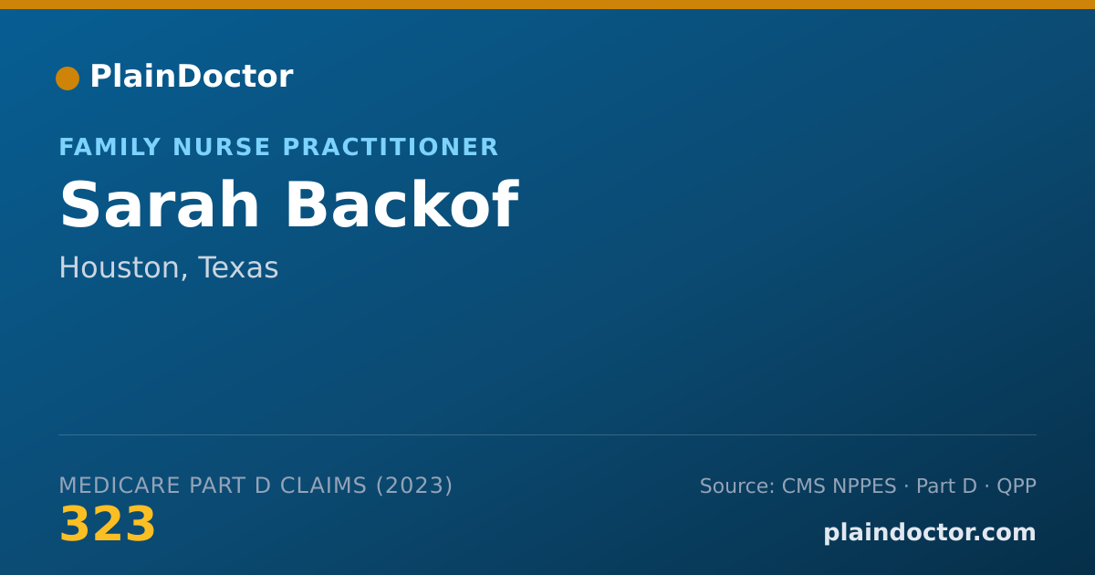 Shareable card for Sarah Backof - Family Nurse Practitioner, Houston, TX