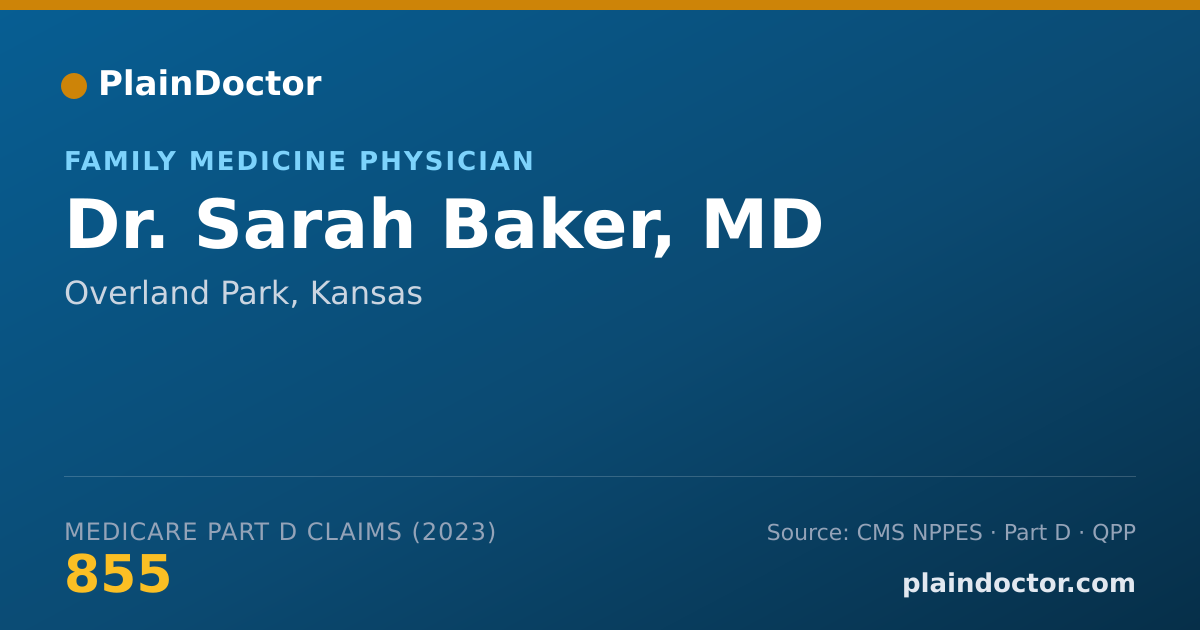 Shareable card for Sarah Baker, MD - Family Medicine Physician, Overland Park, KS