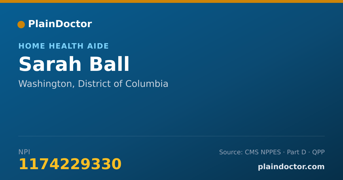 Shareable card for Sarah Ball - Home Health Aide, Washington, DC