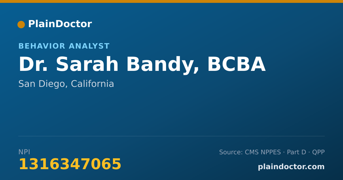 Shareable card for Sarah Bandy, BCBA - Behavior Analyst, San Diego, CA