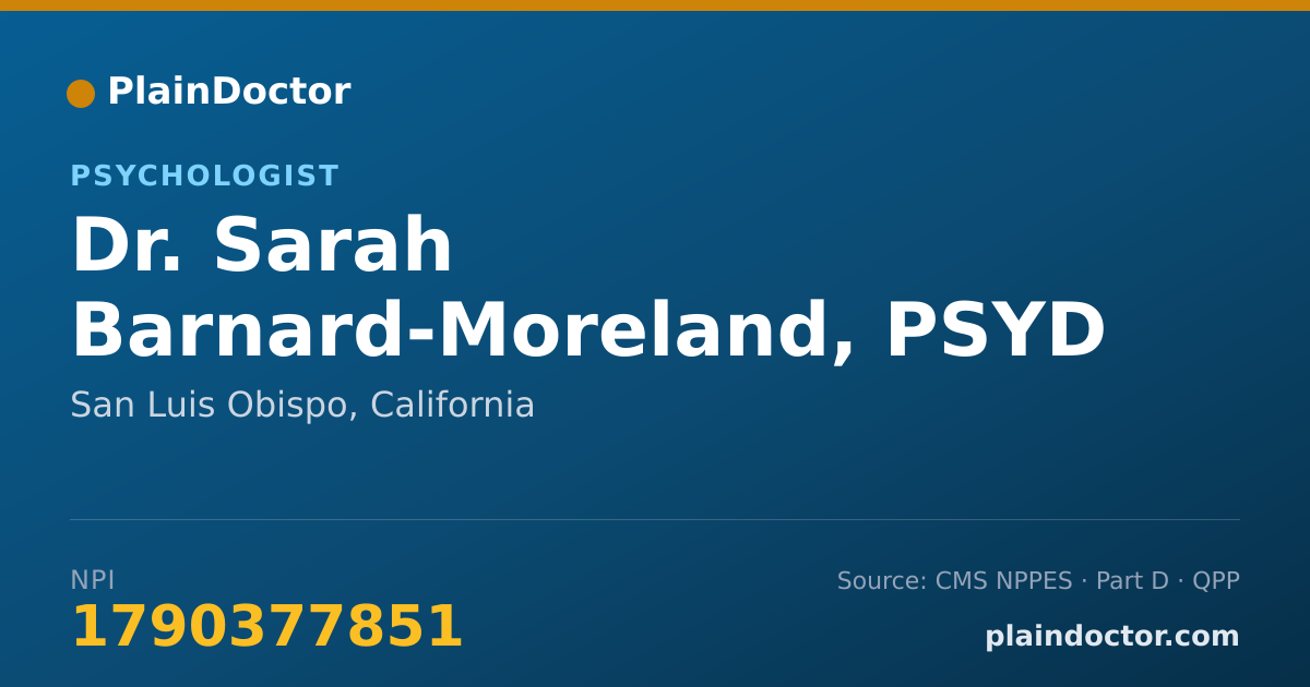 Shareable card for Sarah Barnard-Moreland, PSYD - Psychologist, San Luis Obispo, CA