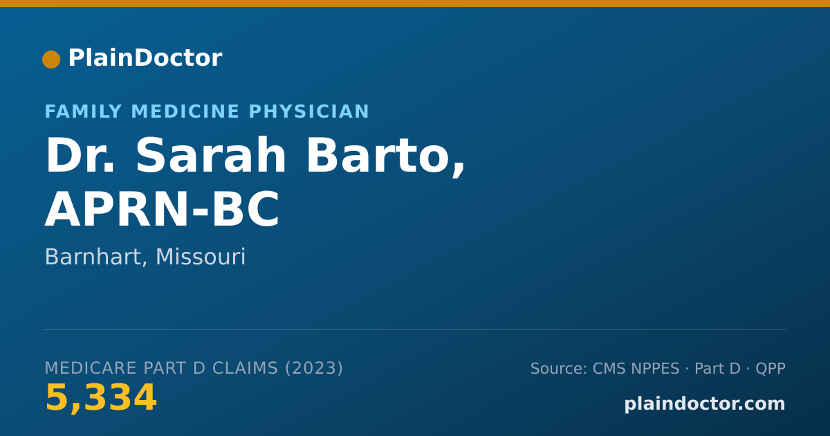 Shareable card for Sarah Barto, APRN-BC - Family Medicine Physician, Barnhart, MO