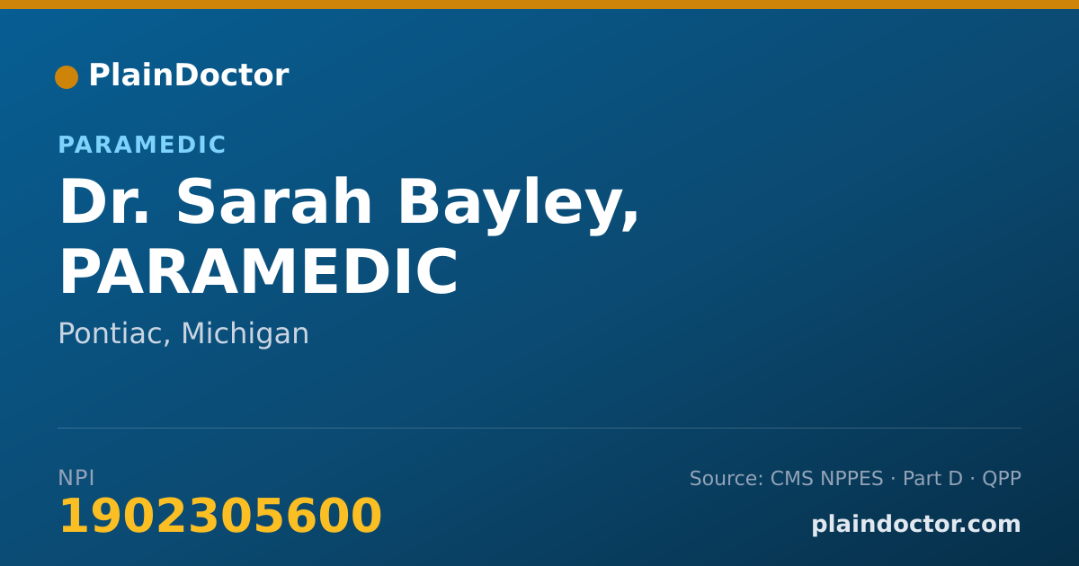 Shareable card for Sarah Bayley, PARAMEDIC - Paramedic, Pontiac, MI