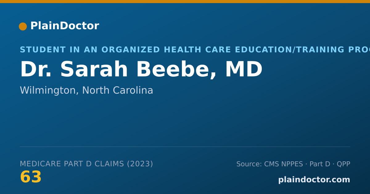Shareable card for Sarah Beebe, MD - Student in an Organized Health Care Education/Training Program, Wilmington, NC