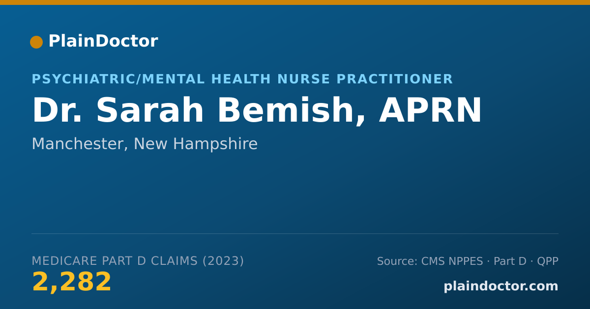 Shareable card for Sarah Bemish, APRN - Psychiatric/Mental Health Nurse Practitioner, Manchester, NH