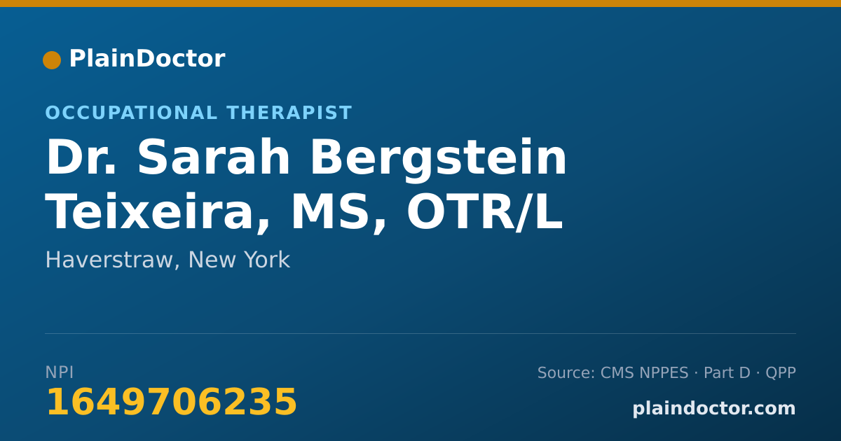 Shareable card for Sarah Bergstein Teixeira, MS, OTR/L - Occupational Therapist, Haverstraw, NY