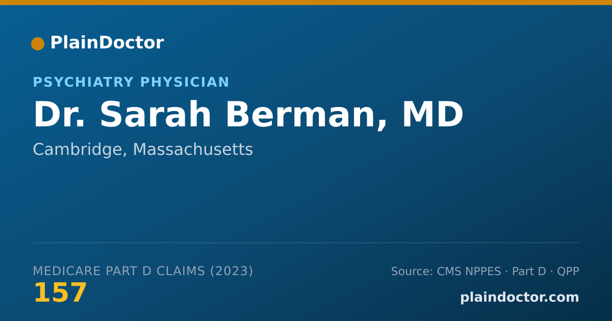 Shareable card for Sarah Berman, MD - Psychiatry Physician, Cambridge, MA