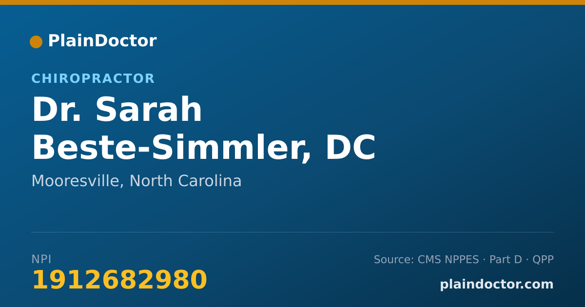Shareable card for Sarah Beste-Simmler, DC - Chiropractor, Mooresville, NC