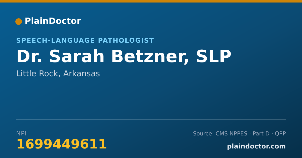 Shareable card for Sarah Betzner, SLP - Speech-Language Pathologist, Little Rock, AR