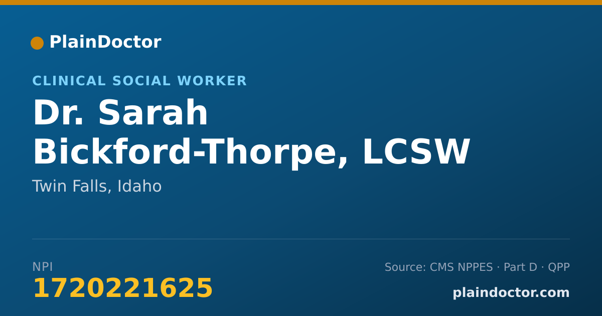 Shareable card for Sarah Bickford-Thorpe, LCSW - Clinical Social Worker, Twin Falls, ID