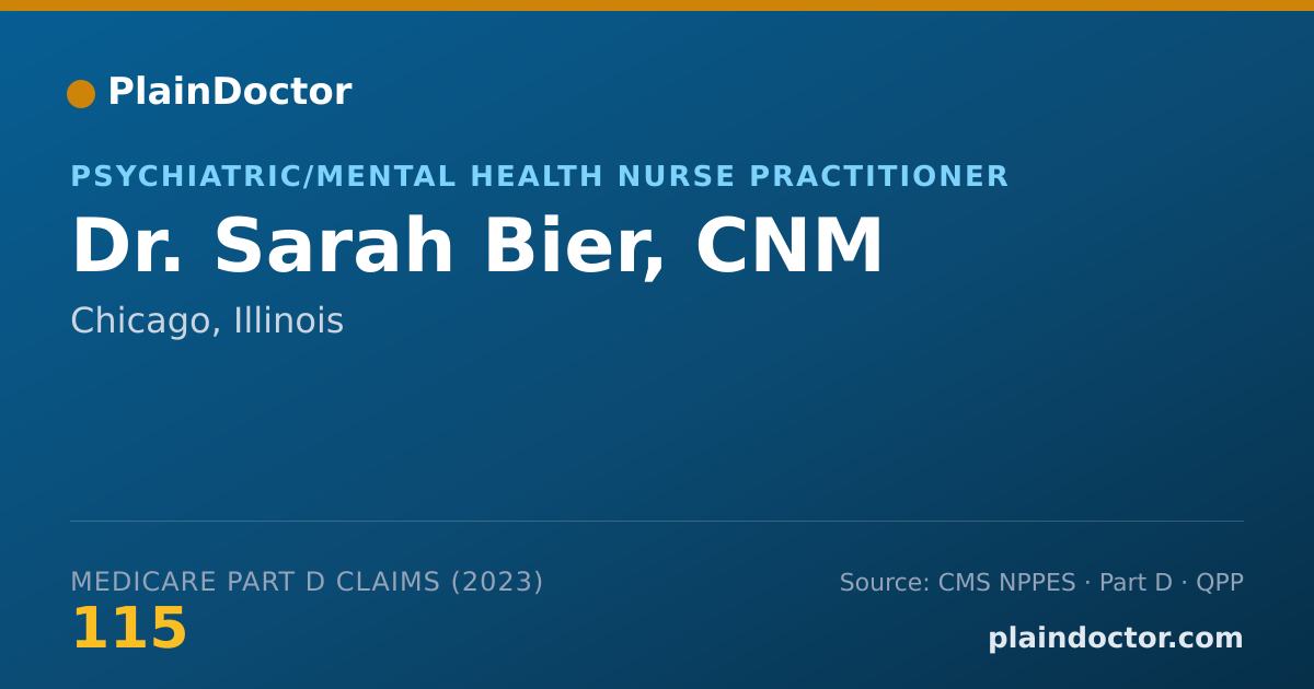 Shareable card for Sarah Bier, CNM - Psychiatric/Mental Health Nurse Practitioner, Chicago, IL