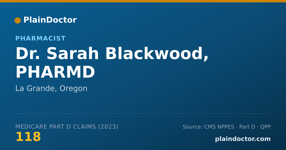 Shareable card for Sarah Blackwood, PHARMD - Pharmacist, La Grande, OR