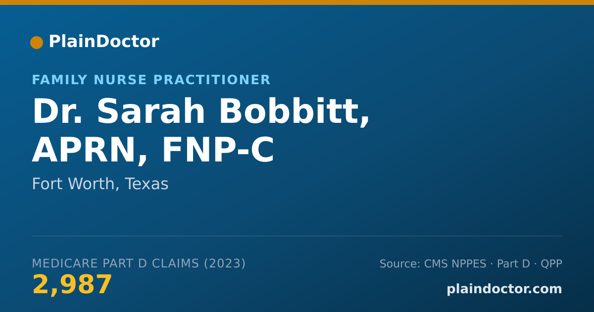 Shareable card for Sarah Bobbitt, APRN, FNP-C - Family Nurse Practitioner, Fort Worth, TX