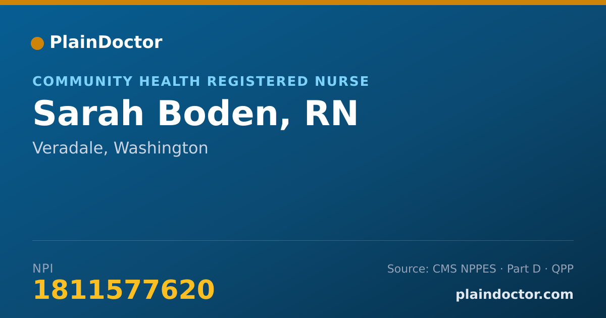 Shareable card for Sarah Boden, RN - Community Health Registered Nurse, Veradale, WA