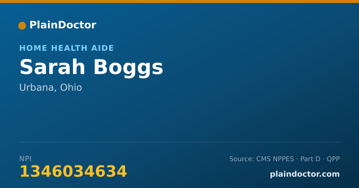 Shareable card for Sarah Boggs - Home Health Aide, Urbana, OH