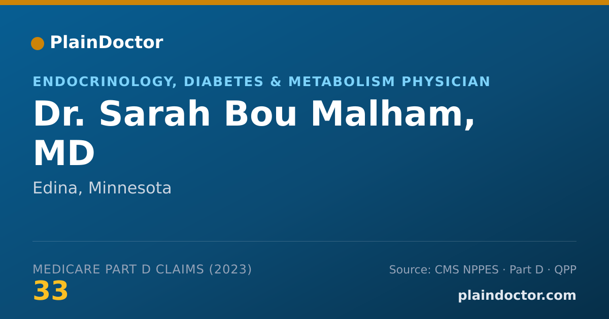 Shareable card for Sarah Bou Malham, MD - Endocrinology, Diabetes & Metabolism Physician, Edina, MN