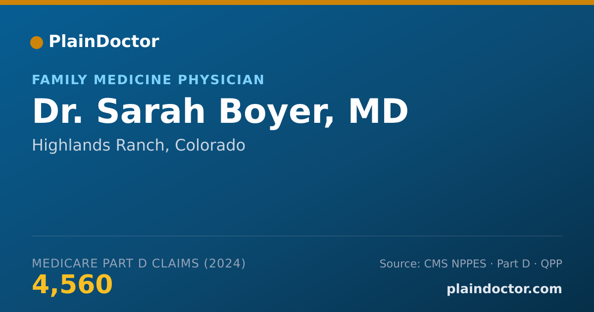 Shareable card for Sarah Boyer, MD - Family Medicine Physician, Highlands Ranch, CO