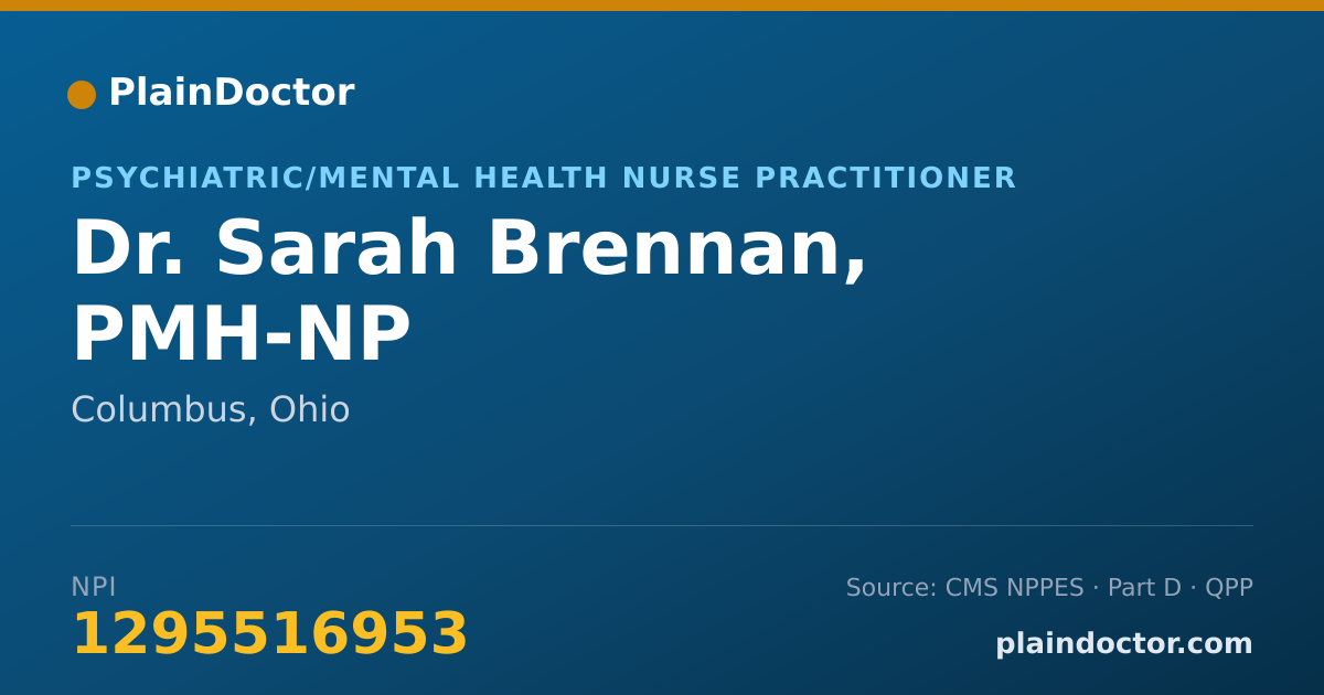 Shareable card for Sarah Brennan, PMH-NP - Psychiatric/Mental Health Nurse Practitioner, Columbus, OH