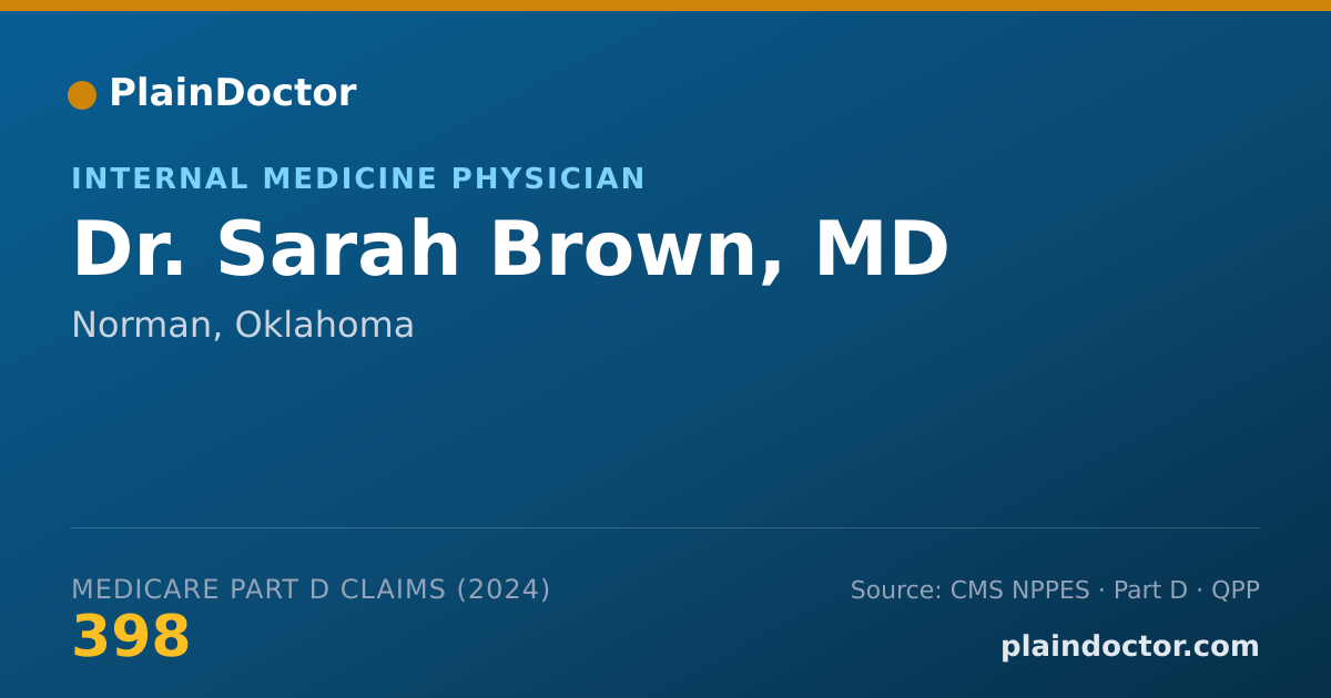 Shareable card for Sarah Brown, MD - Internal Medicine Physician, Norman, OK