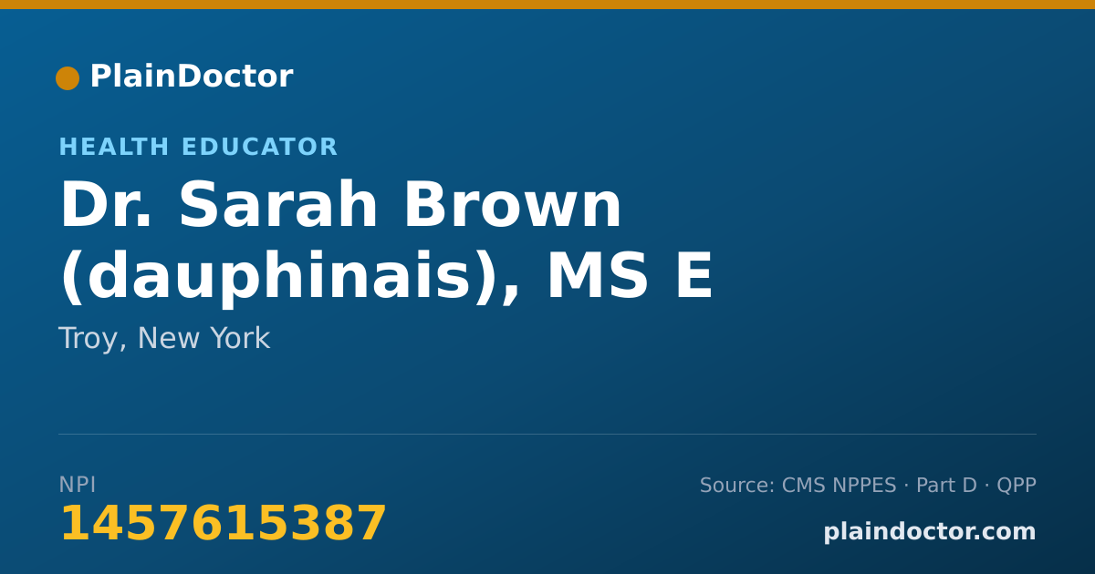 Shareable card for Sarah Brown (dauphinais), MS E - Health Educator, Troy, NY