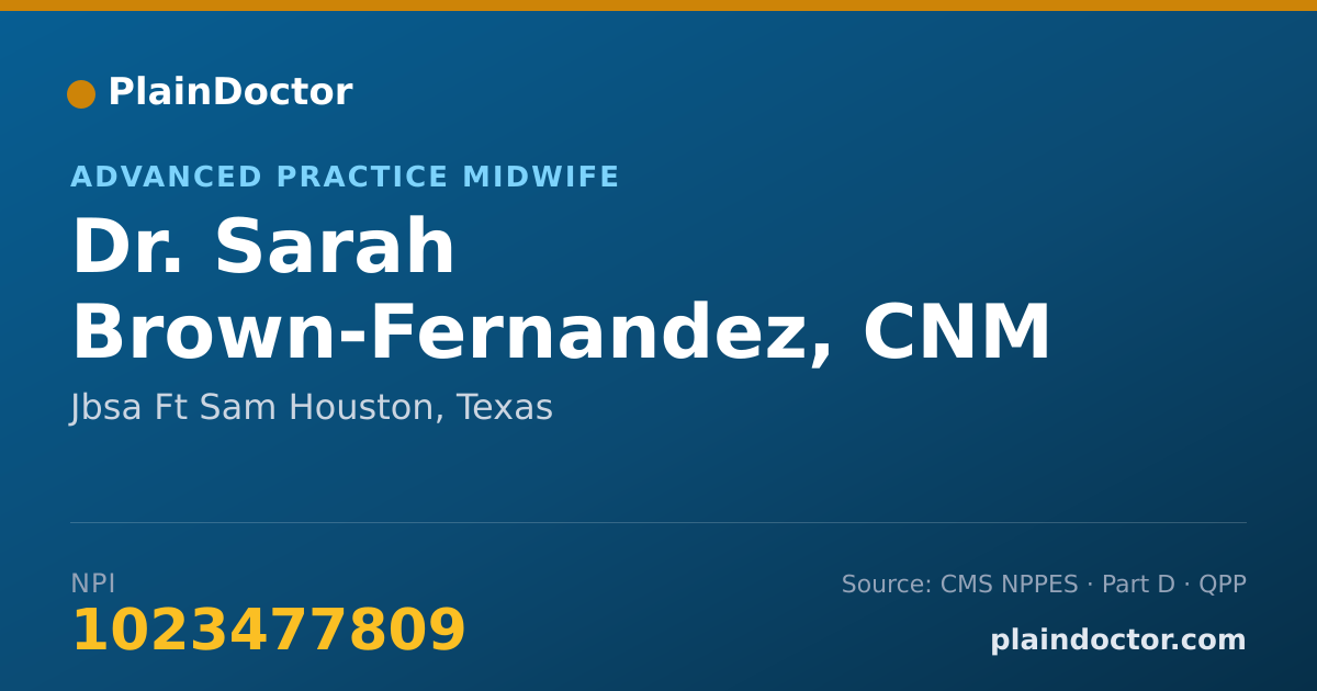 Shareable card for Sarah Brown-Fernandez, CNM - Advanced Practice Midwife, Jbsa Ft Sam Houston, TX