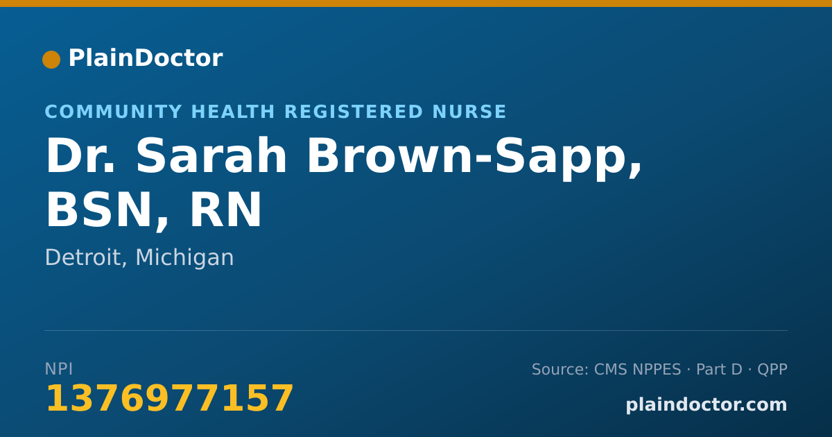 Shareable card for Sarah Brown-Sapp, BSN, RN - Community Health Registered Nurse, Detroit, MI