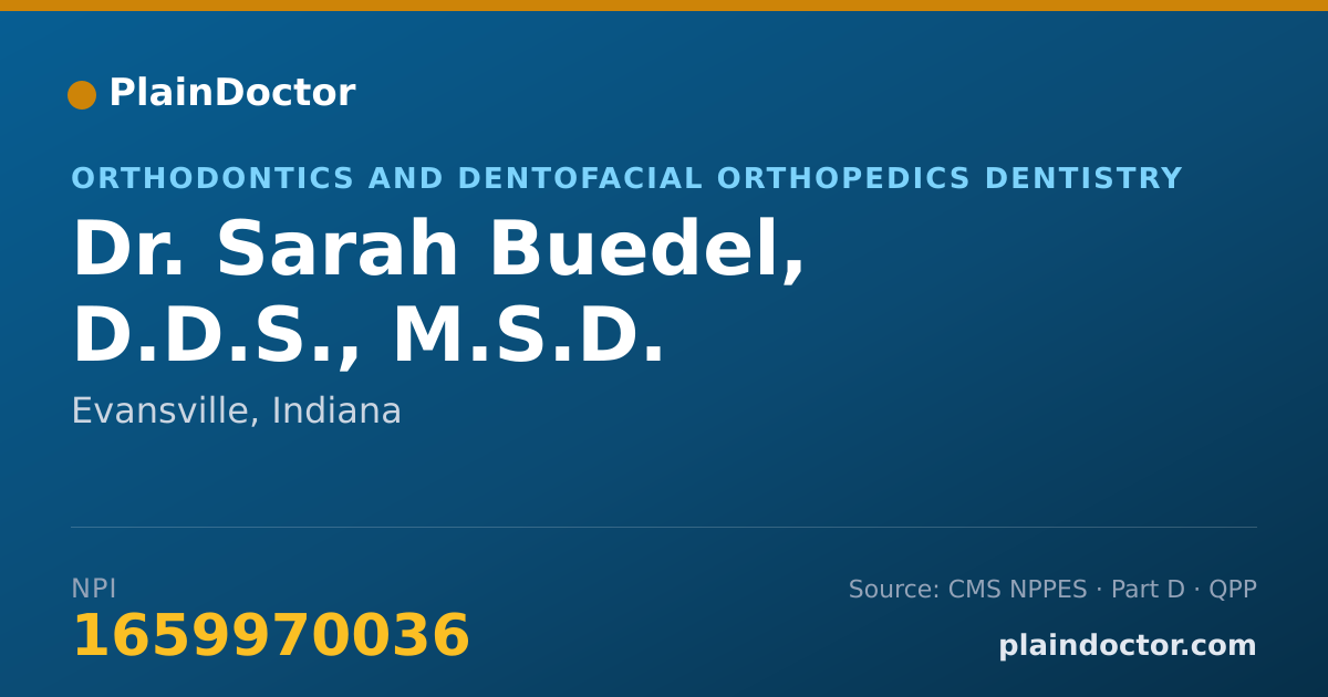 Shareable card for Sarah Buedel, D.D.S., M.S.D. - Orthodontics and Dentofacial Orthopedics Dentistry, Evansville, IN
