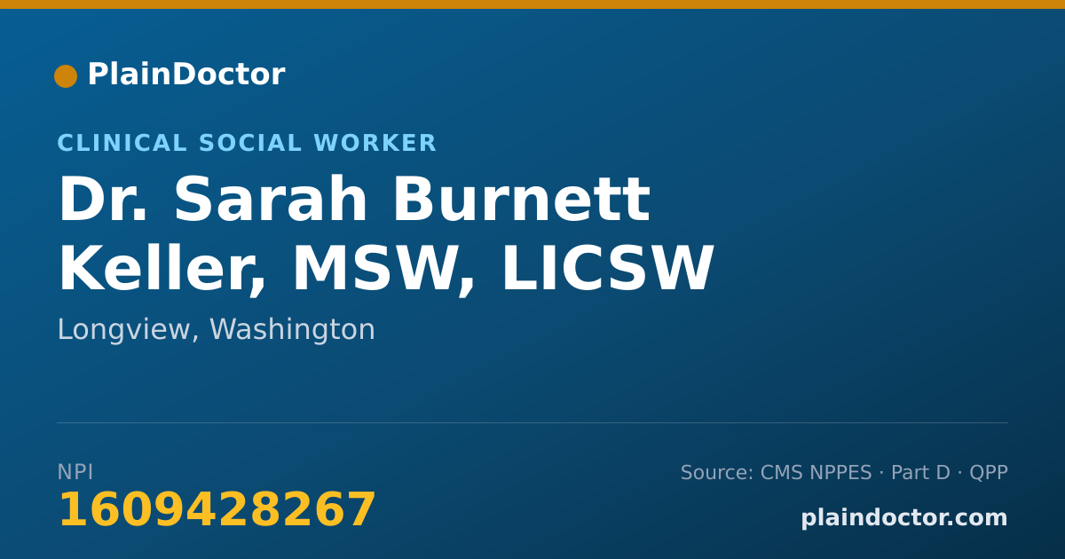 Shareable card for Sarah Burnett Keller, MSW, LICSW - Clinical Social Worker, Longview, WA