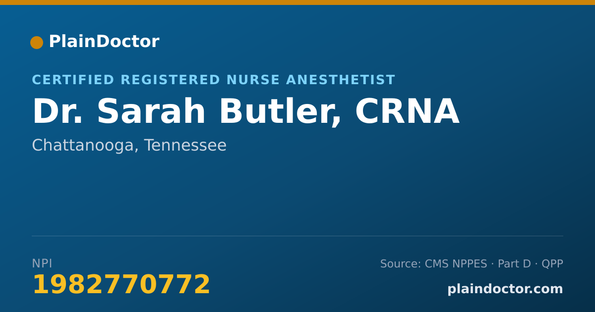 Shareable card for Sarah Butler, CRNA - Certified Registered Nurse Anesthetist, Chattanooga, TN