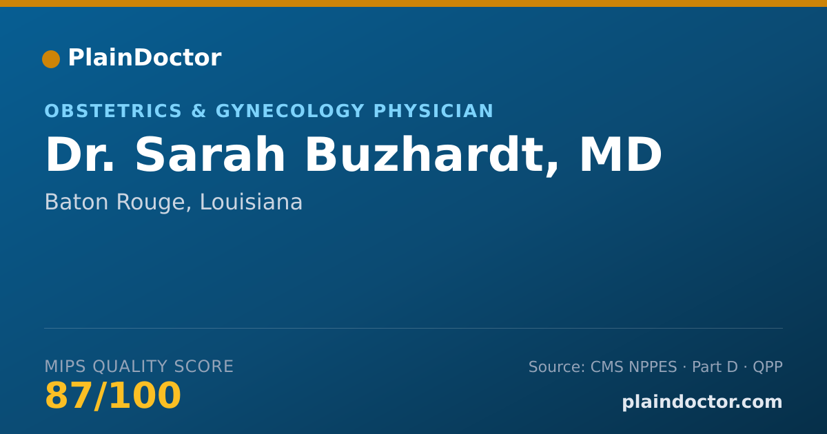 Shareable card for Sarah Buzhardt, MD - Obstetrics & Gynecology Physician, Baton Rouge, LA