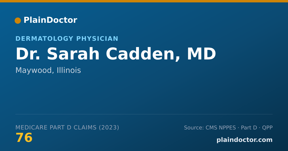Shareable card for Sarah Cadden, MD - Dermatology Physician, Maywood, IL