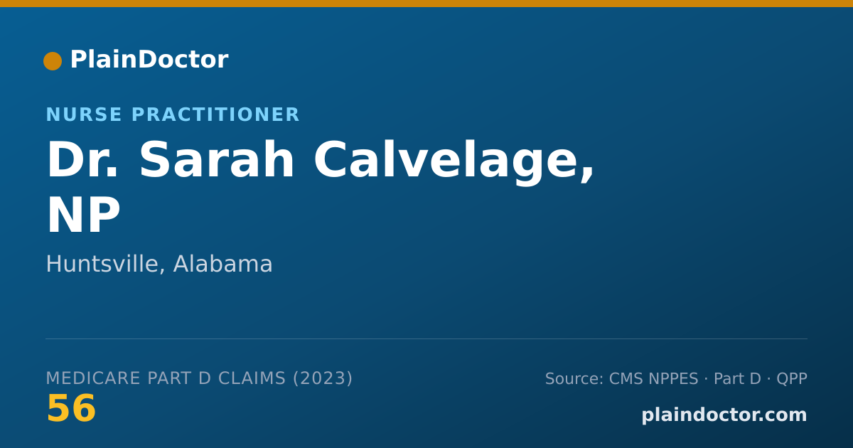 Shareable card for Sarah Calvelage, NP - Nurse Practitioner, Huntsville, AL