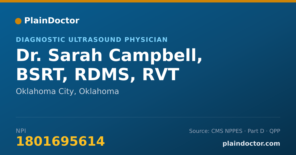 Shareable card for Sarah Campbell, BSRT, RDMS, RVT - Diagnostic Ultrasound Physician, Oklahoma City, OK