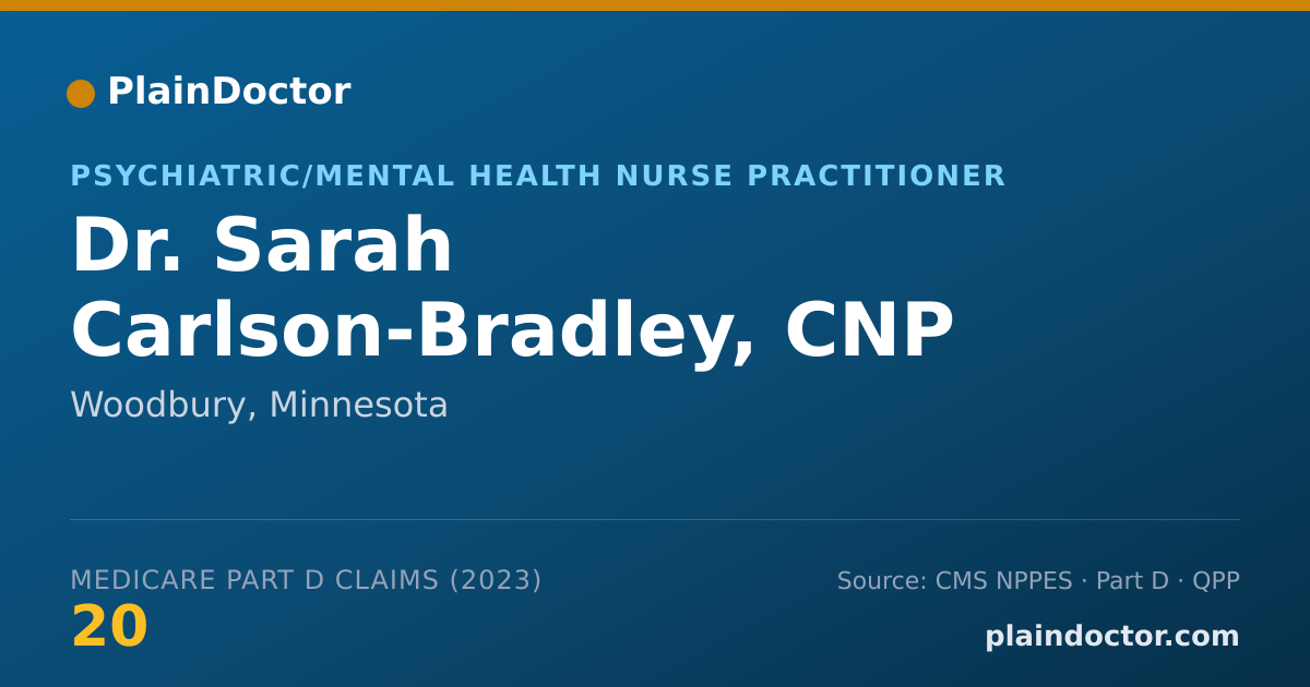 Shareable card for Sarah Carlson-Bradley, CNP - Psychiatric/Mental Health Nurse Practitioner, Woodbury, MN