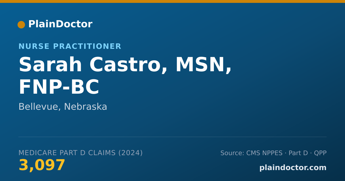 Shareable card for Sarah Castro, MSN, FNP-BC - Nurse Practitioner, Bellevue, NE