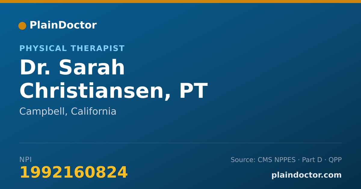 Shareable card for Sarah Christiansen, PT - Physical Therapist, Campbell, CA